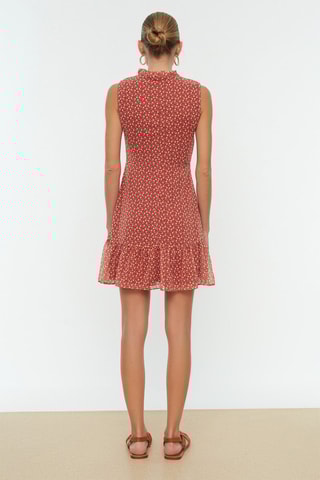 Vestido estilo patinadora - Vermelho-tijolo