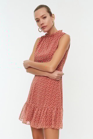 Vestido estilo patinadora - Vermelho-tijolo
