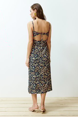 Vestido direito - Preto e azul-cobalto