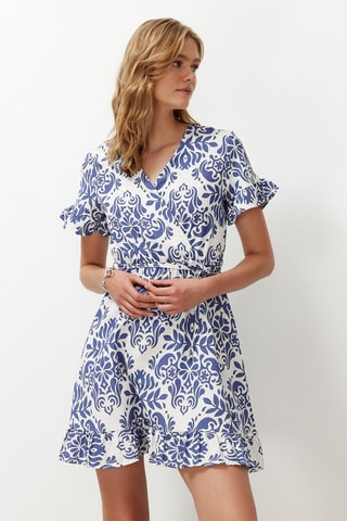 Vestido estilo patinadora - Branco e azul-marinho