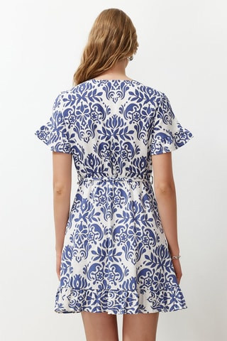 Vestido estilo patinadora - Branco e azul-marinho