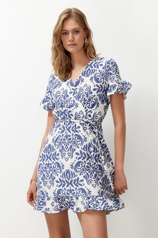 Vestido estilo patinadora - Branco e azul-marinho
