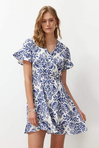 Vestido estilo patinadora - Branco e azul-marinho