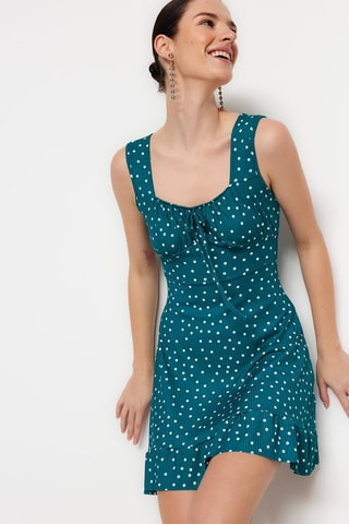 Vestido estilo patinadora - Verde-azeitona