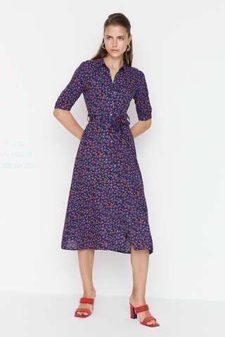 Robe chemise Indigo et rouge