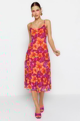 Robe midi Rose et rouge