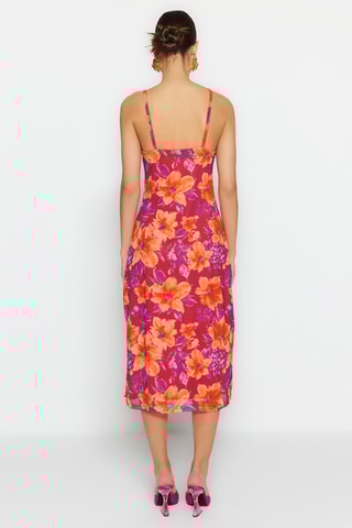 Robe midi Rose et rouge