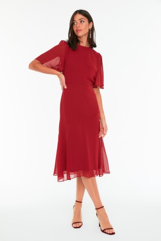 Vestido direito Bordô