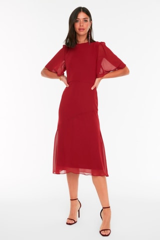 Vestido direito Bordô