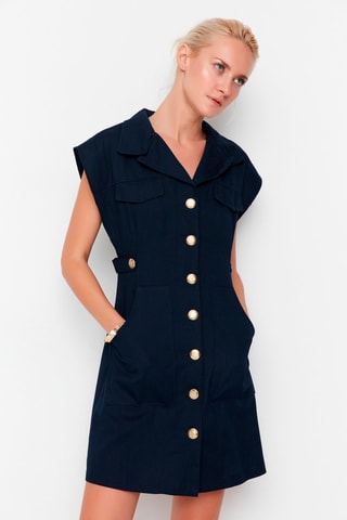 Vestido-camisa - Azul-marinho