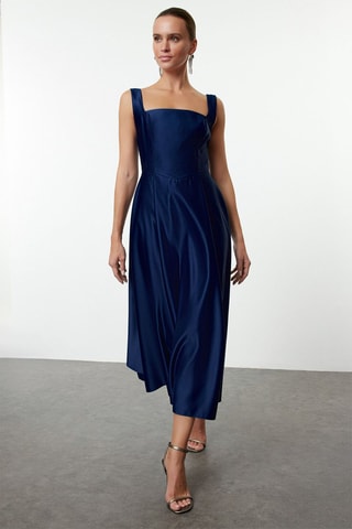 Vestido comprido - Azul-marinho