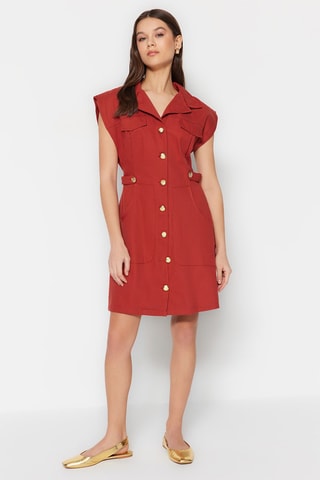 Vestido direito Vermelho-tijolo