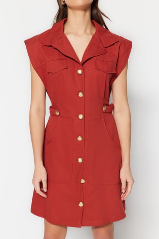 Vestido direito Vermelho-tijolo