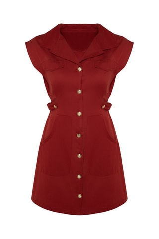 Vestido direito Vermelho-tijolo
