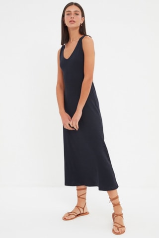 Vestido midi - Azul-marinho