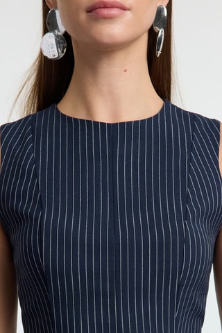 Vestido estilo patinadora - Azul-marinho e branco
