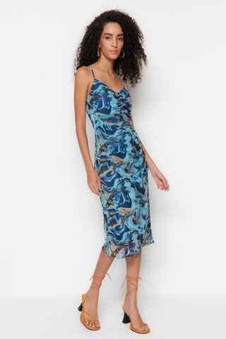 Robe droite tie and dye - Bleu