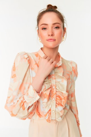Camisa Laranja e bege