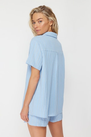Camisa e calções de cintura subida - Azul-celeste