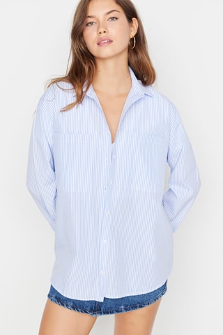 Camisa às riscas Azul-celeste