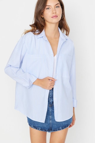 Camisa às riscas Azul-celeste