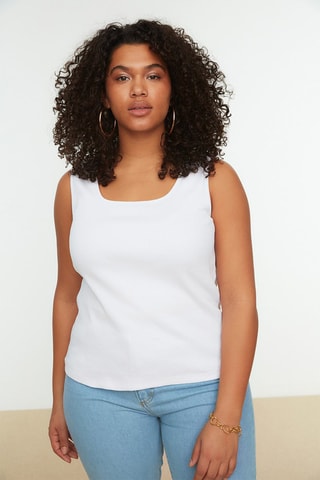 Camisola de alças Plus Size Branco