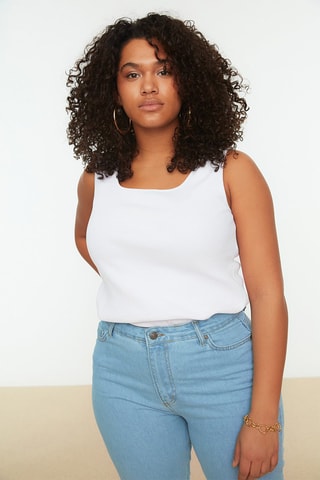 Camisola de alças Plus Size Branco