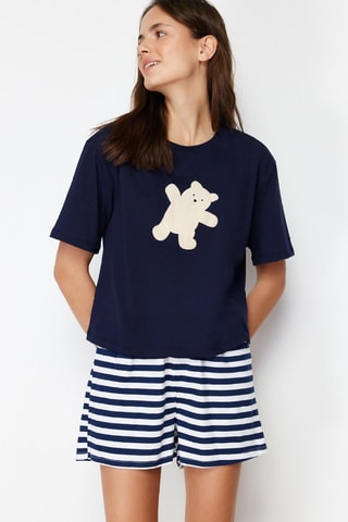 Pijama - Azul-marinho e branco