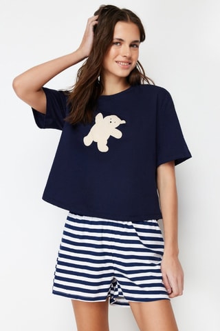 Pijama - Azul-marinho e branco