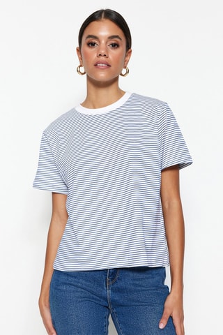T-shirt regular - Bleu marine et écru