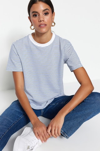 T-shirt regular - Bleu marine et écru
