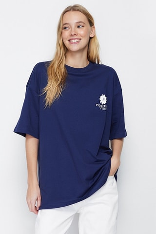 T-shirt oversize - Bleu marine