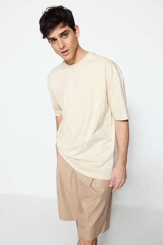 T-shirt oversize Bege e castanho
