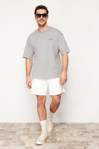 T-shirt oversize - Cinzento-claro
