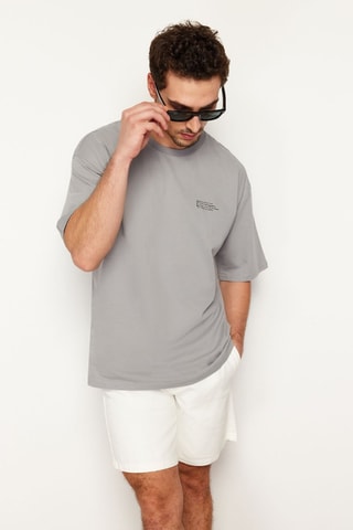 T-shirt oversize - Cinzento-claro
