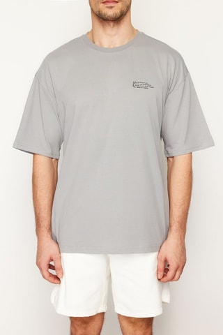 T-shirt oversize - Cinzento-claro