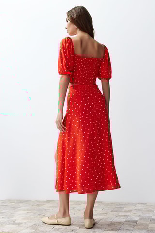 Top e saia midi - Vermelho