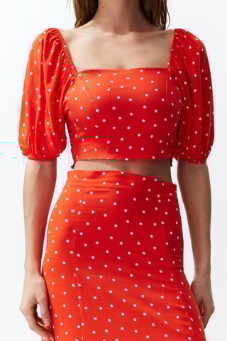 Top e saia midi - Vermelho