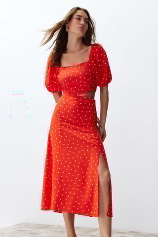 Top e saia midi - Vermelho