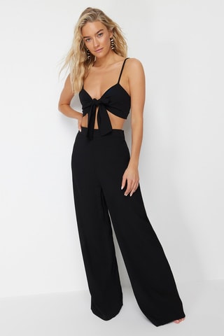 Crop top e calças - Preto