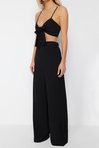 Crop top e calças - Preto