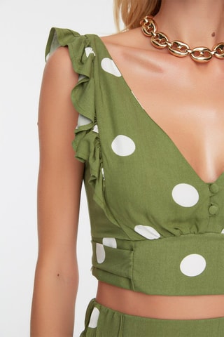 Crop top e saia midi de cintura subida - Caqui