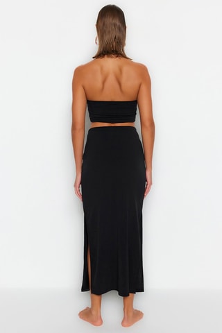 Crop top e saia comprida - Preto