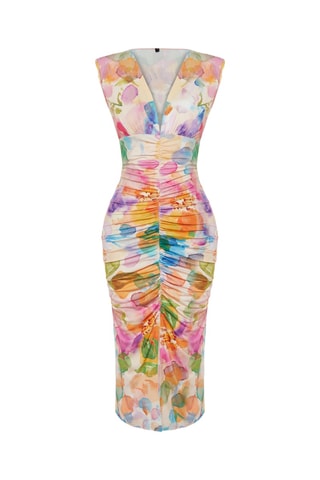 Robe midi - Rose et bleu