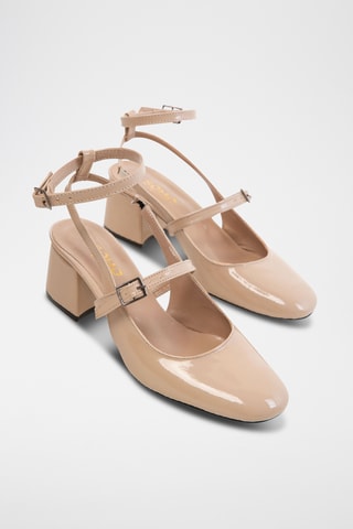 Sapatos de salto envernizados - Bege