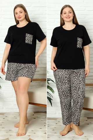 Pijama de 3 peças - Preto e branco