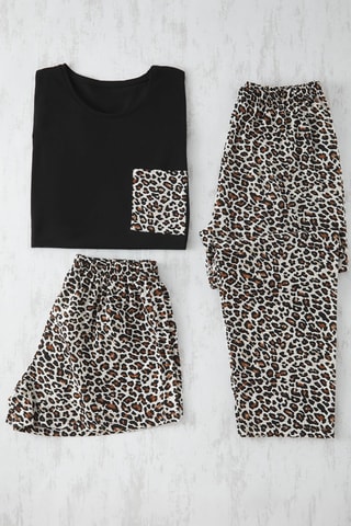 Pijama de 3 peças - Preto e branco