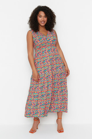 Vestido comprido - Laranja e rosa