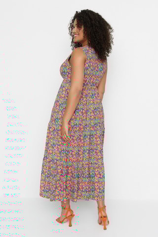Vestido comprido - Laranja e rosa