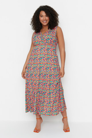 Vestido comprido - Laranja e rosa